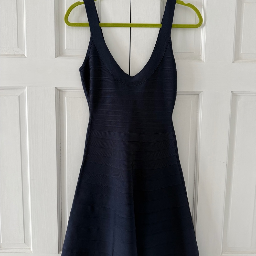 Herve Leger Pacific Blue Fit and Flare  Mini Dress.  Size small